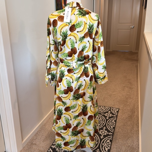 Mason Grey TROPICAL SMOOTHIE Fruit Print Classic Short Robe Women's Size small - Picture 10 of 13